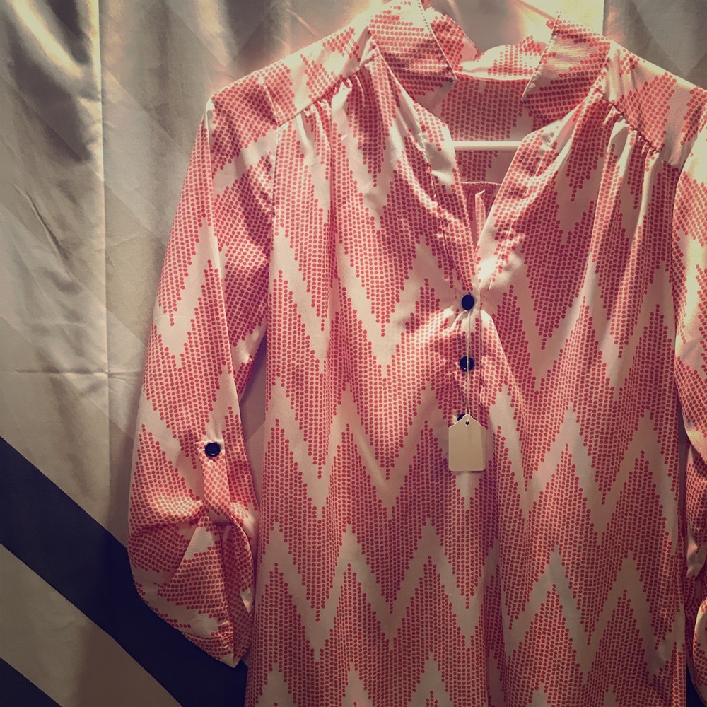 Coral and white chevron dress